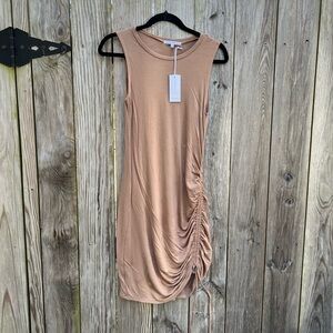 ANTISTAR Tan Tank Sleeveless Ruched Dress Women’s  Medium NWT NEW